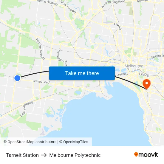 Tarneit Station to Melbourne Polytechnic map