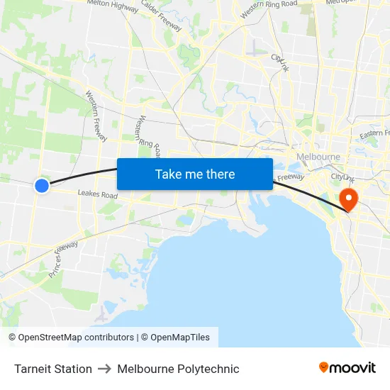 Tarneit Station to Melbourne Polytechnic map
