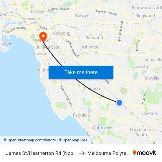 James St/Heatherton Rd to Melbourne Polytechnic map