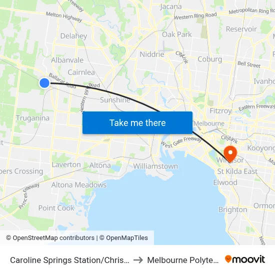 Caroline Springs Station/Christies Rd to Melbourne Polytechnic map