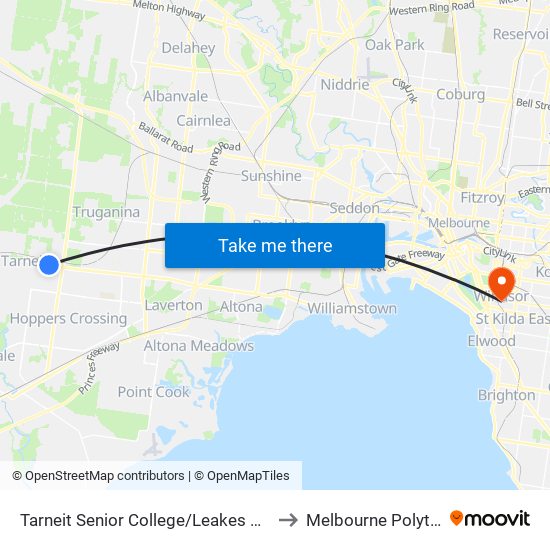 Tarneit Senior College/Leakes Rd (Tarneit) to Melbourne Polytechnic map