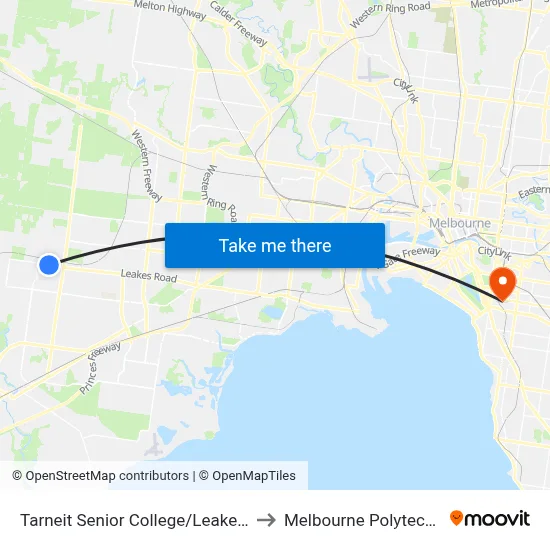 Tarneit Senior College/Leakes Rd to Melbourne Polytechnic map