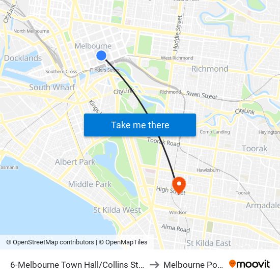 6-Melbourne Town Hall/Collins St (Melbourne City) to Melbourne Polytechnic map