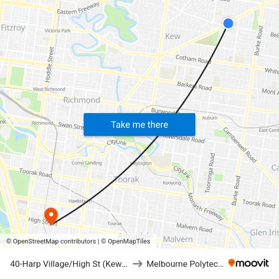 Harp Village/High St #40 to Melbourne Polytechnic map