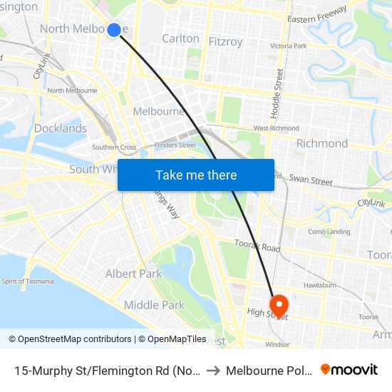 15-Murphy St/Flemington Rd (North Melbourne) to Melbourne Polytechnic map