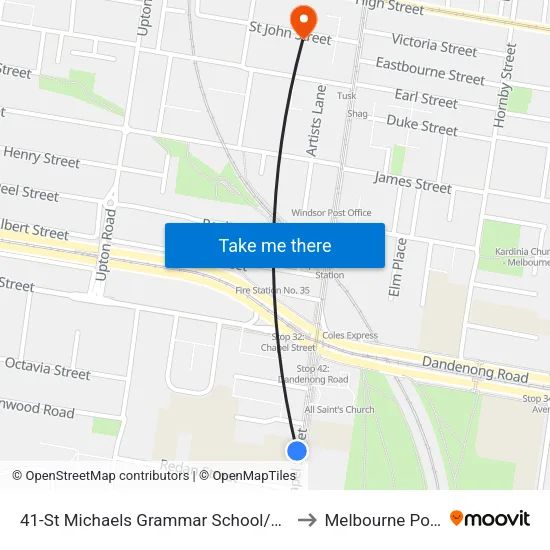 St Michaels Grammar School/Chapel St #41 to Melbourne Polytechnic map