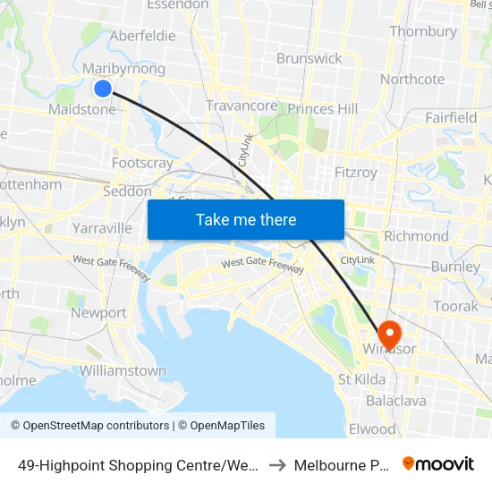 Highpoint Shopping Centre/Wests Rd #49 to Melbourne Polytechnic map