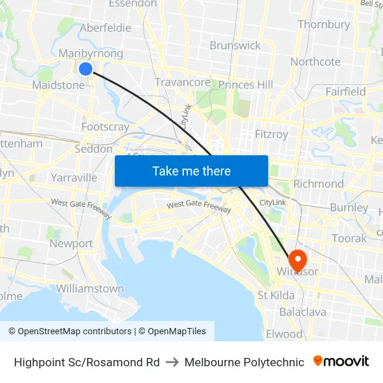 Highpoint Sc/Rosamond Rd to Melbourne Polytechnic map