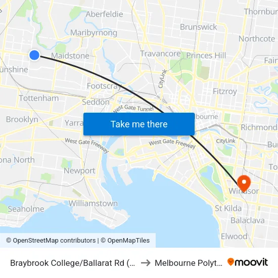 Braybrook College/Ballarat Rd to Melbourne Polytechnic map