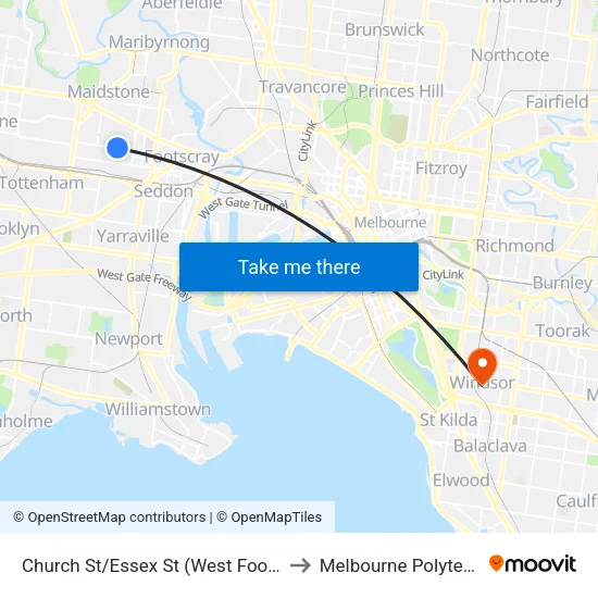 Church St/Essex St to Melbourne Polytechnic map