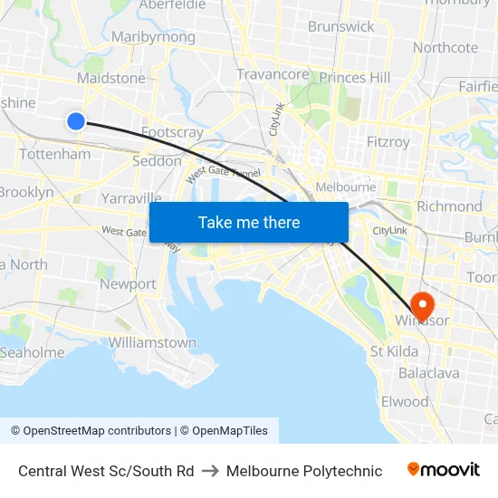 Central West Sc/South Rd to Melbourne Polytechnic map