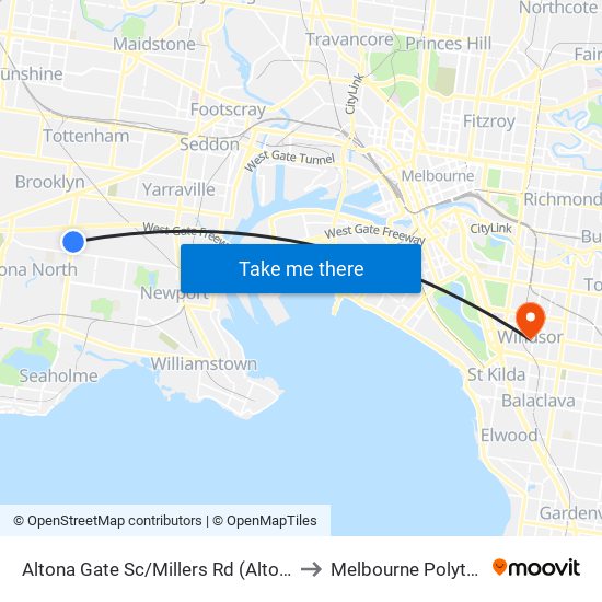 Altona Gate Sc/Millers Rd (Altona North) to Melbourne Polytechnic map