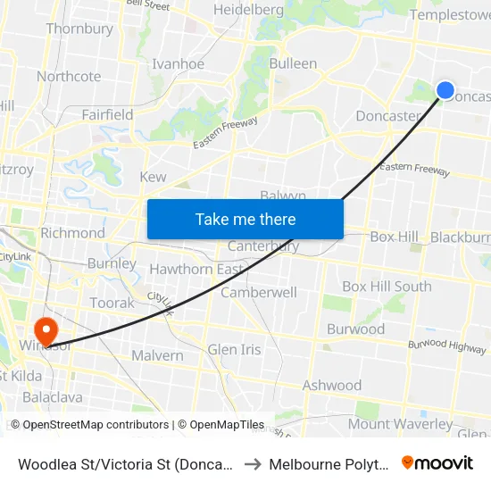 Woodlea St/Victoria St to Melbourne Polytechnic map