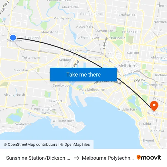 Sunshine Station/Dickson St to Melbourne Polytechnic map