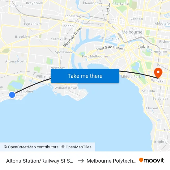 Altona Station/Railway St South to Melbourne Polytechnic map