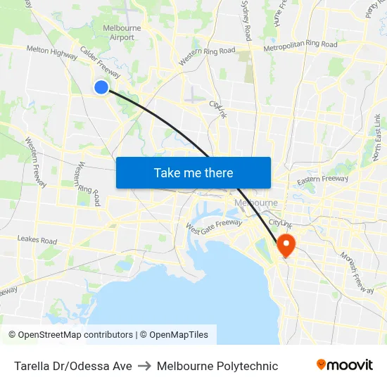 Tarella Dr/Odessa Ave to Melbourne Polytechnic map