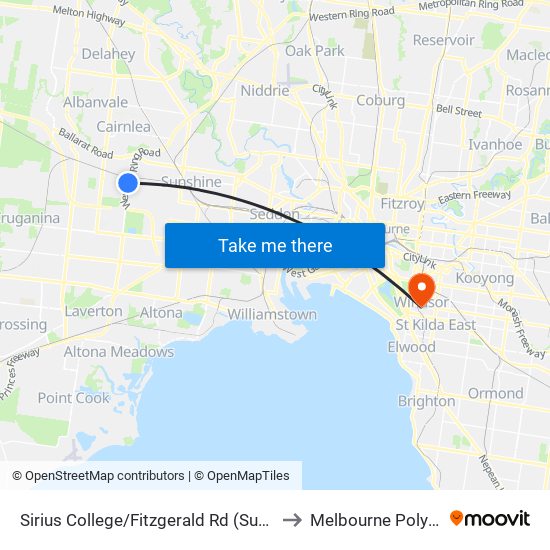 Sirius College/Fitzgerald Rd (Sunshine West) to Melbourne Polytechnic map