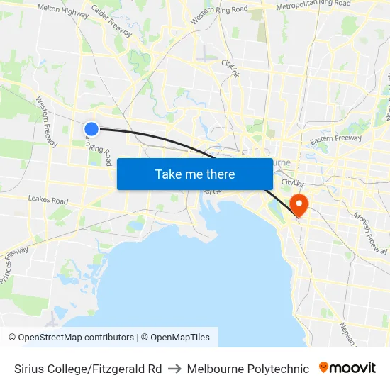 Sirius College/Fitzgerald Rd to Melbourne Polytechnic map