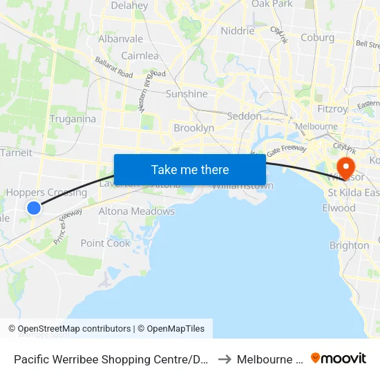 Pacific Werribee Shopping Centre/Derrimut Rd to Melbourne Polytechnic map