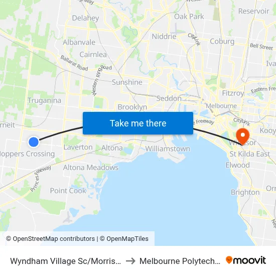 Wyndham Village Sc/Morris Rd to Melbourne Polytechnic map