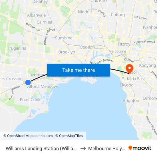 Williams Landing Station (Williams Landing) to Melbourne Polytechnic map