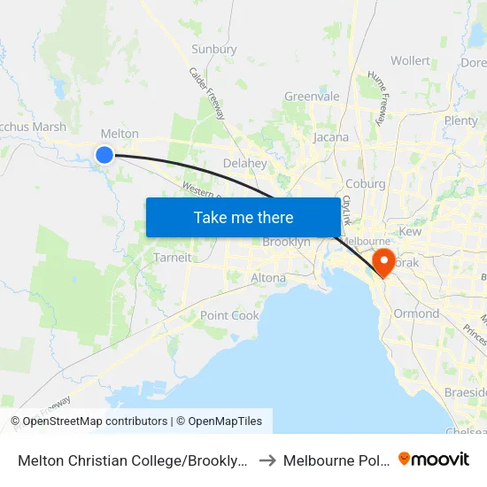 Melton Christian College/Brooklyn Rd to Melbourne Polytechnic map
