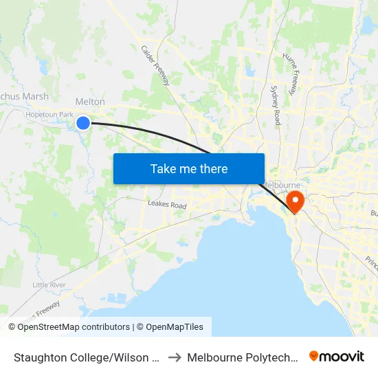 Staughton College/Wilson Rd to Melbourne Polytechnic map