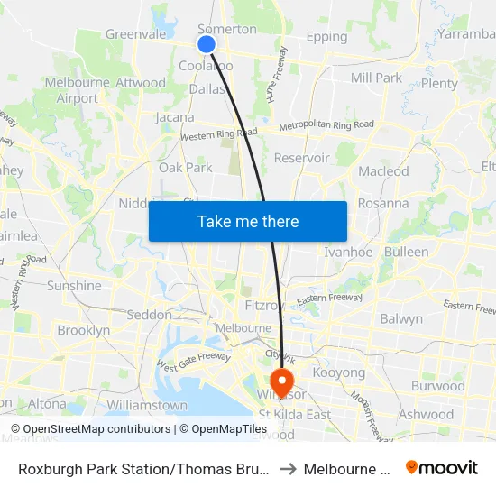 Roxburgh Park Station/Thomas Brunton Pde to Melbourne Polytechnic map
