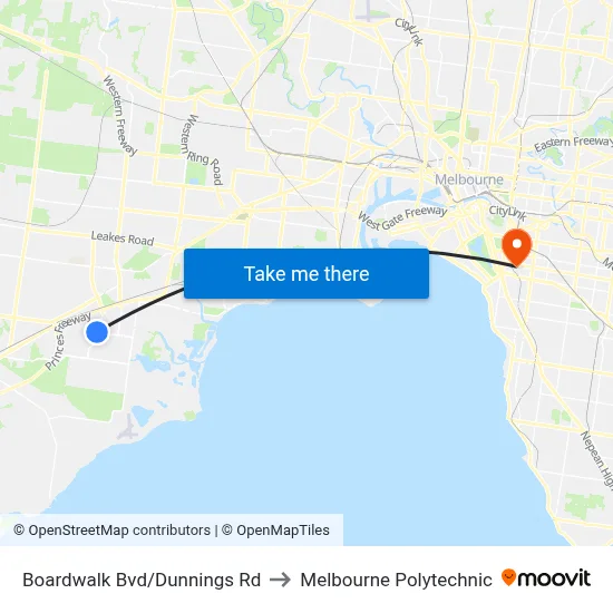 Boardwalk Bvd/Dunnings Rd to Melbourne Polytechnic map