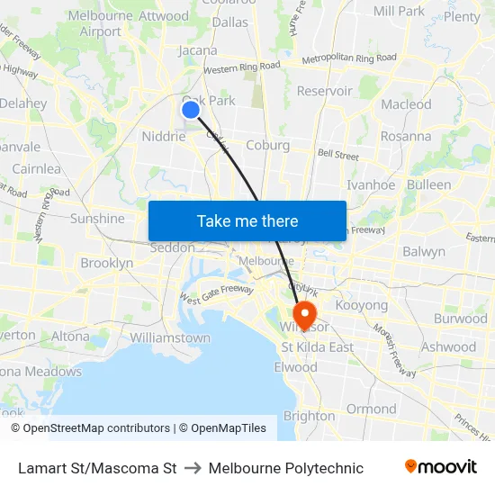 Lamart St/Mascoma St to Melbourne Polytechnic map