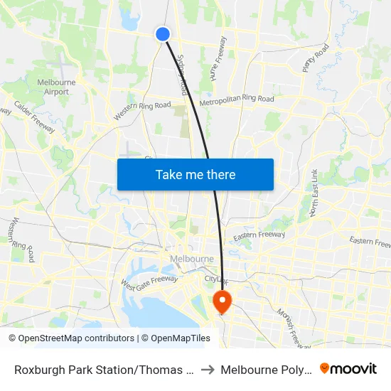 Roxburgh Park Station/Thomas Brunton Pde to Melbourne Polytechnic map