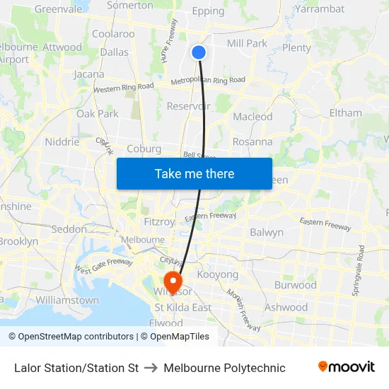 Lalor Station/Station St to Melbourne Polytechnic map