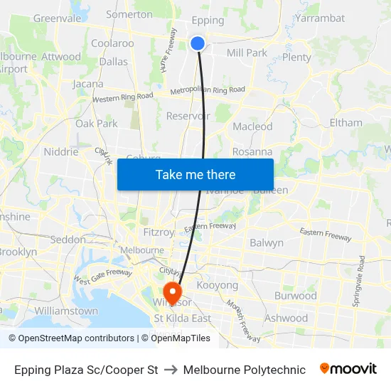 Epping Plaza Sc/Cooper St to Melbourne Polytechnic map
