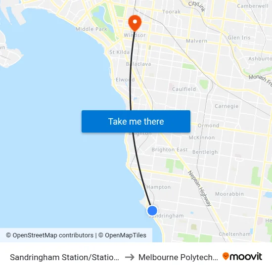 Sandringham Station/Station St to Melbourne Polytechnic map