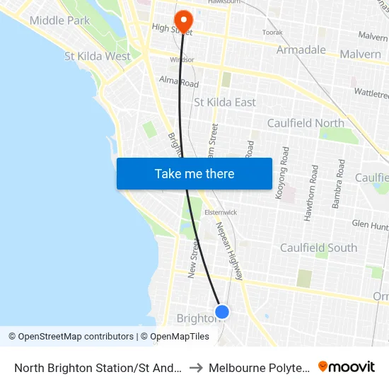 North Brighton Station/St Andrews St to Melbourne Polytechnic map