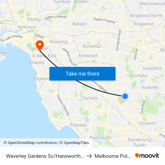 Waverley Gardens Sc/Hansworth St to Melbourne Polytechnic map