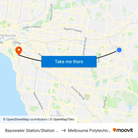 Bayswater Station/Station St to Melbourne Polytechnic map
