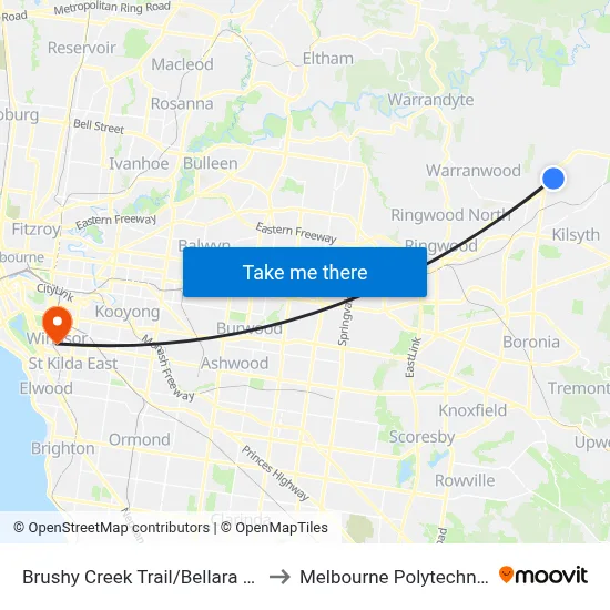 Brushy Creek Trail/Bellara Dr to Melbourne Polytechnic map