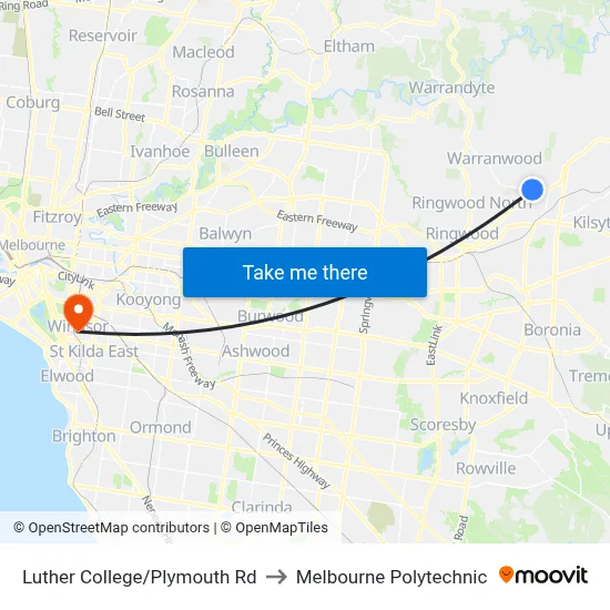 Luther College/Plymouth Rd to Melbourne Polytechnic map