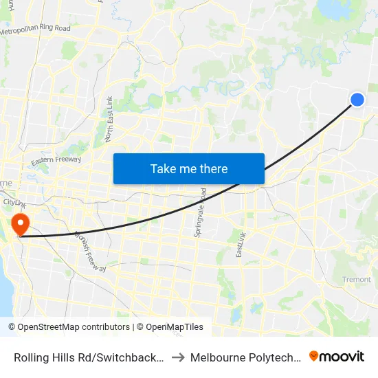 Rolling Hills Rd/Switchback Rd to Melbourne Polytechnic map