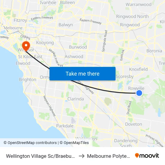 Wellington Village Sc/Braeburn Pde to Melbourne Polytechnic map