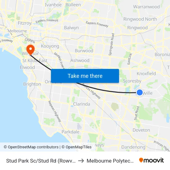 Stud Park Sc/Stud Rd to Melbourne Polytechnic map