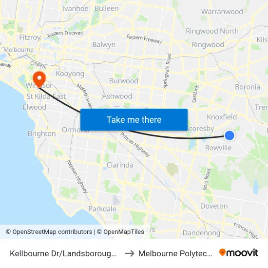 Kellbourne Dr/Landsborough Ave to Melbourne Polytechnic map
