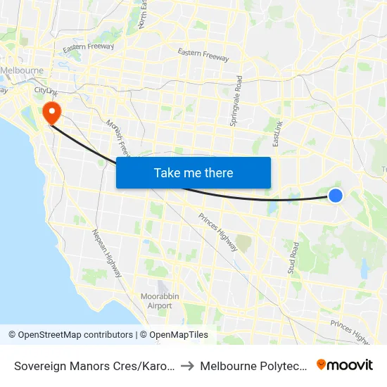 Sovereign Manors Cres/Karoo Rd to Melbourne Polytechnic map