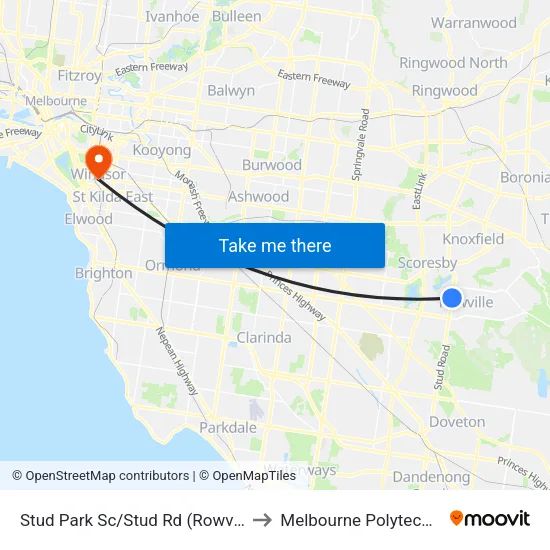 Stud Park Sc/Stud Rd to Melbourne Polytechnic map