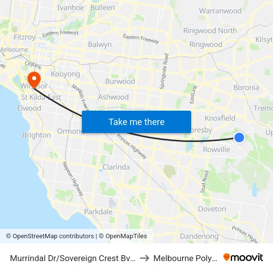 Murrindal Dr/Sovereign Crest Bvd to Melbourne Polytechnic map
