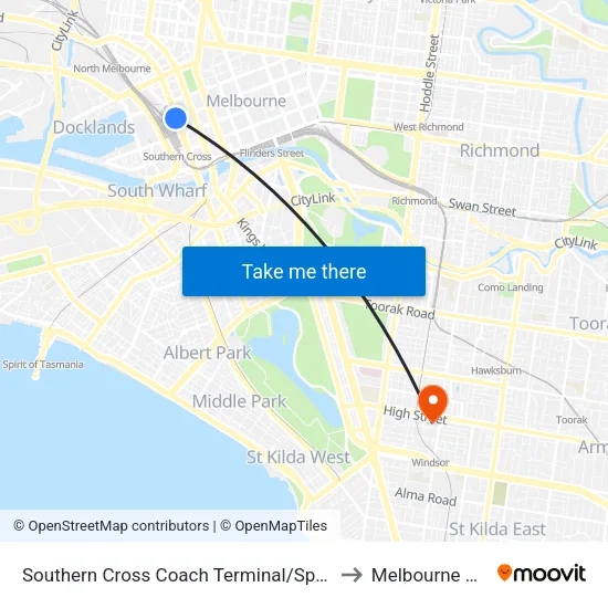 Southern Cross Coach Terminal/Spencer St to Melbourne Polytechnic map