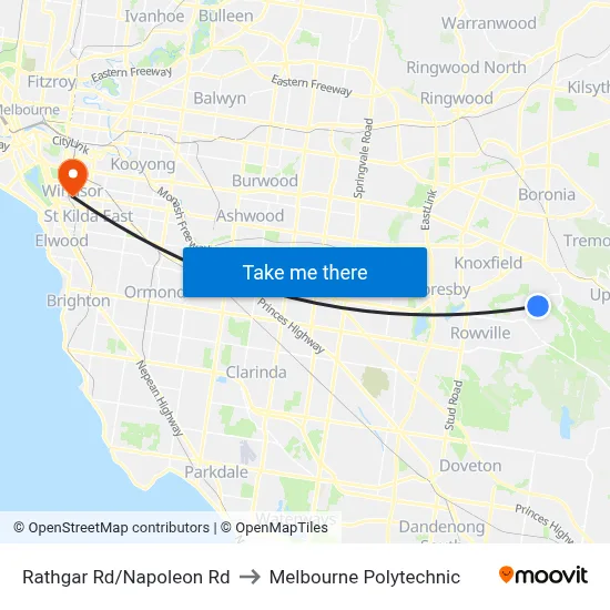 Rathgar Rd/Napoleon Rd to Melbourne Polytechnic map