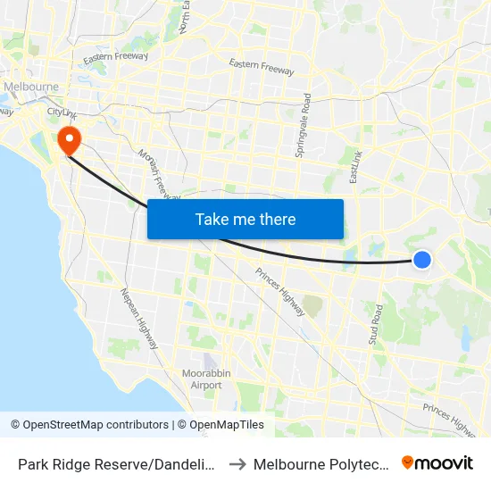 Park Ridge Reserve/Dandelion Dr to Melbourne Polytechnic map