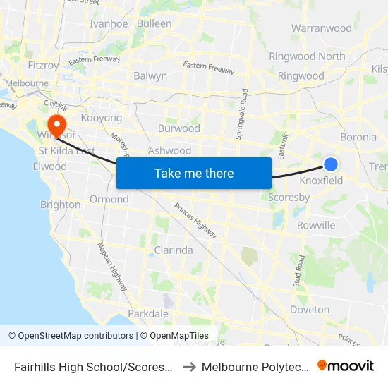 Fairhills High School/Scoresby Rd to Melbourne Polytechnic map